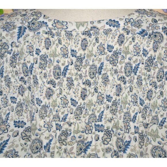 Rose + Olive Womens Blue Floral Button Up V-Neck Blouse Top Plus Size 2X Office - Picture 7 of 10